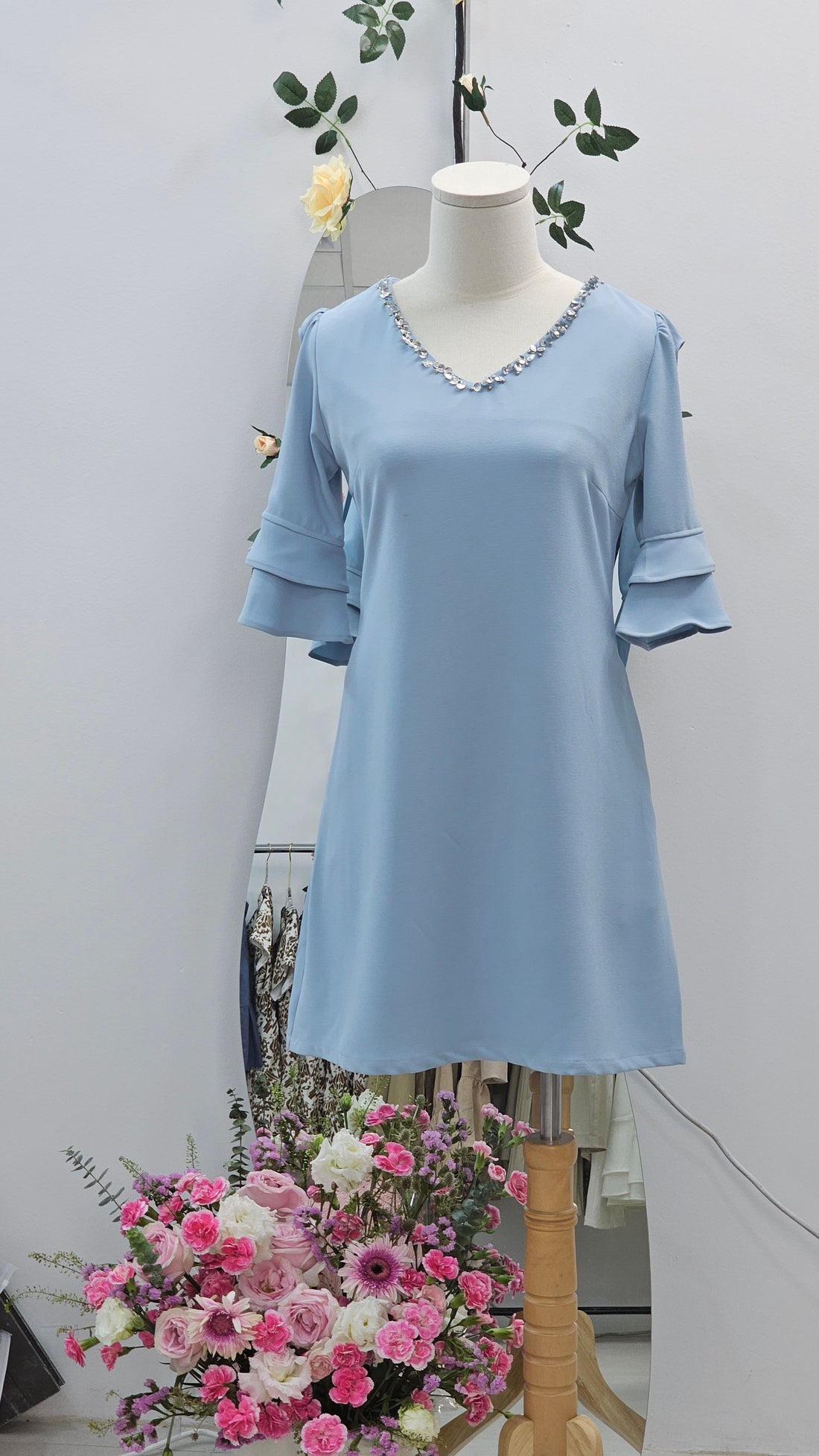 Aster Shead Dress with Ruffle Sleeves