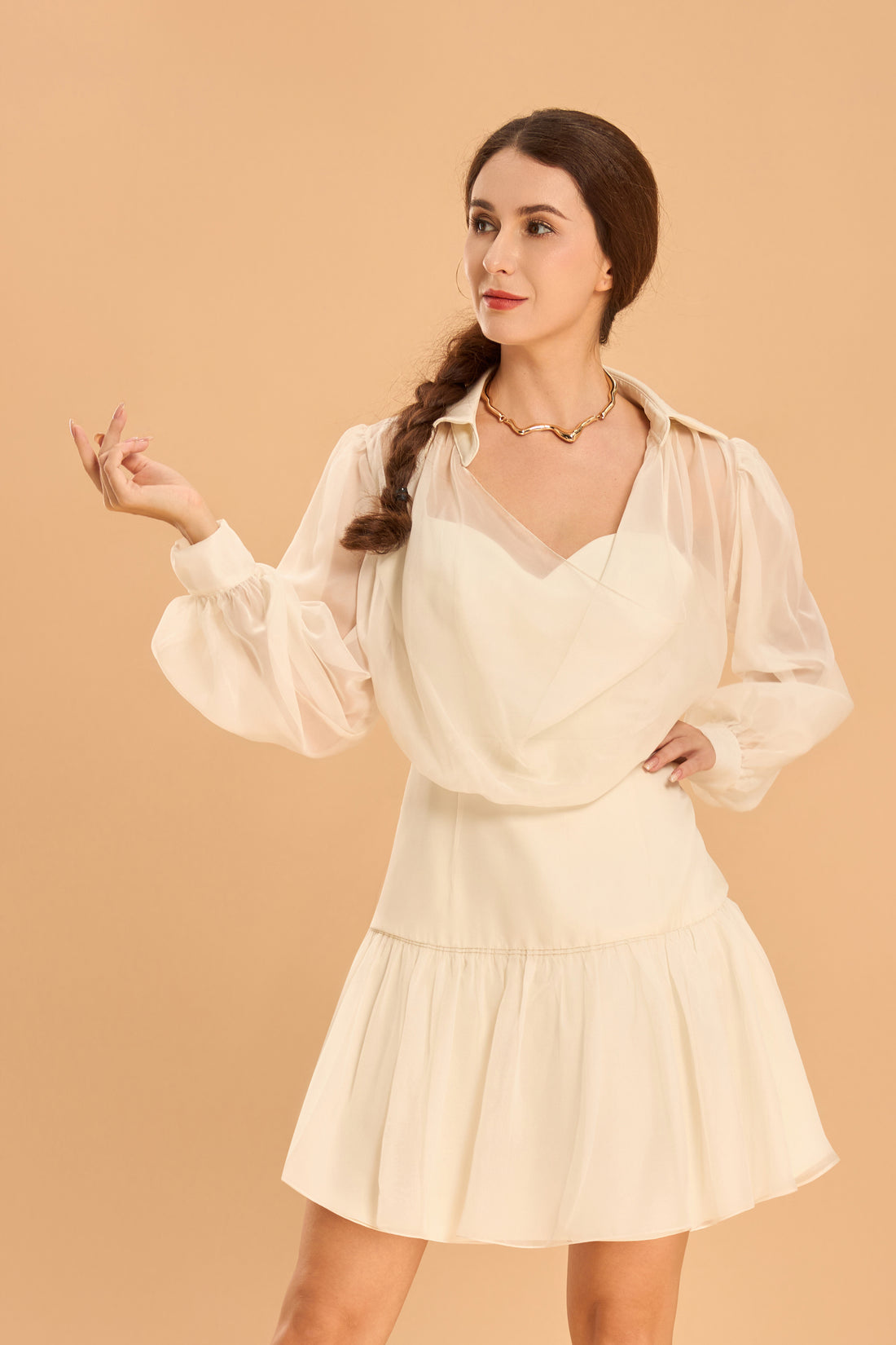 Camellia Chiffon Shirt Dress