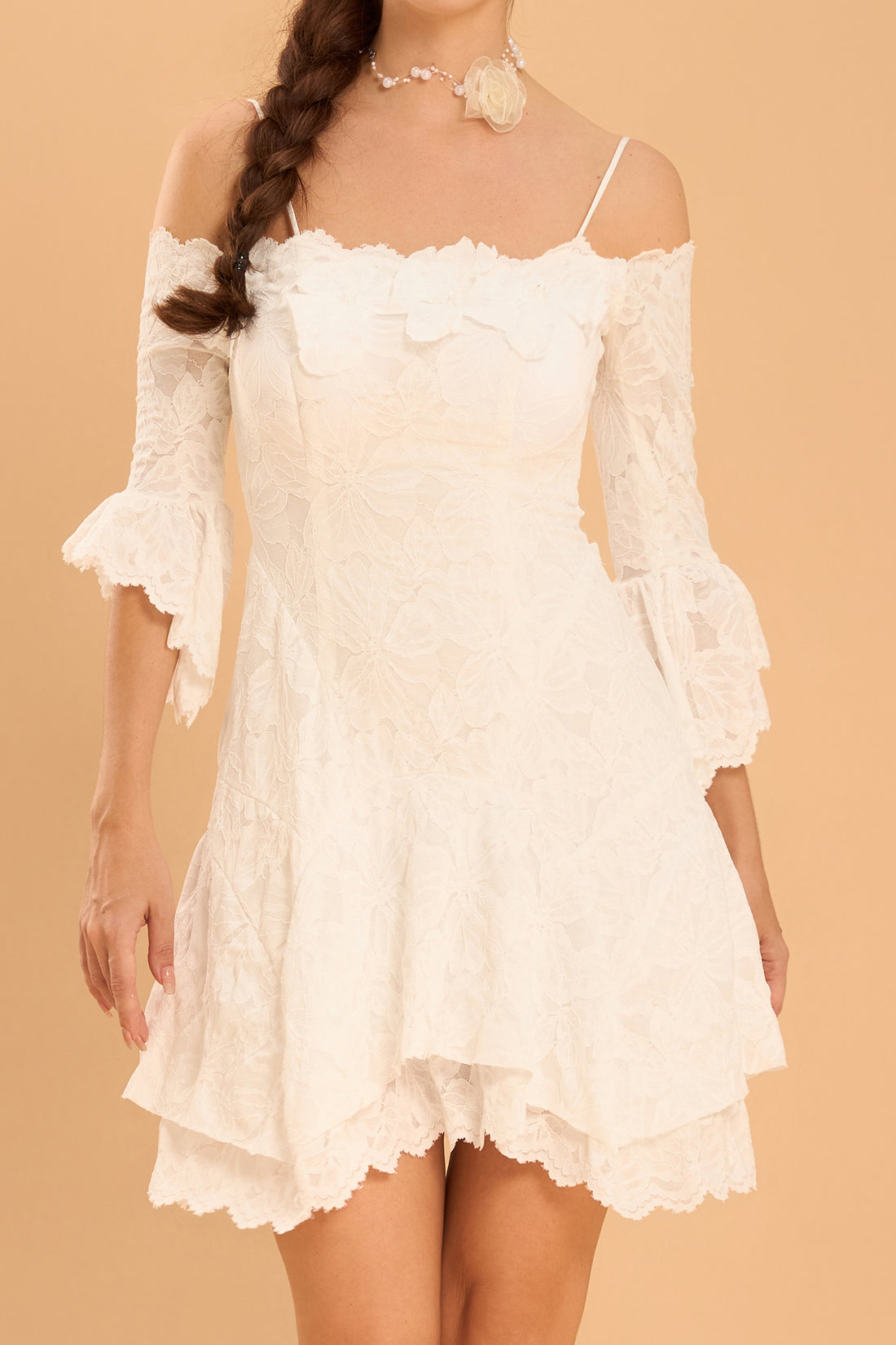 Vanda Bloom Off-Shoulder Lace Dress